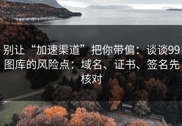 别让“加速渠道”把你带偏：谈谈99图库的风险点：域名、证书、签名先核对