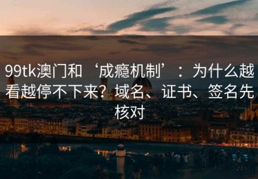 99tk澳门和‘成瘾机制’：为什么越看越停不下来？域名、证书、签名先核对