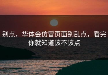别点，华体会仿冒页面别乱点，看完你就知道该不该点