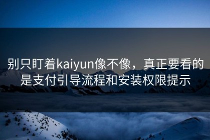别只盯着kaiyun像不像，真正要看的是支付引导流程和安装权限提示