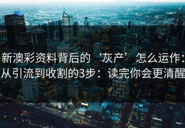 新澳彩资料背后的‘灰产’怎么运作：从引流到收割的3步：读完你会更清醒