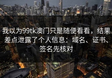 我以为99tk澳门只是随便看看，结果差点泄露了个人信息：域名、证书、签名先核对