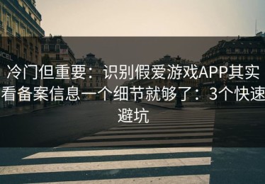 冷门但重要：识别假爱游戏APP其实看备案信息一个细节就够了：3个快速避坑