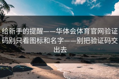 给新手的提醒——华体会体育官网验证码别只看图标和名字——别把验证码交出去