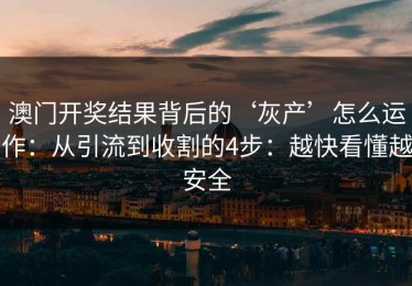澳门开奖结果背后的‘灰产’怎么运作：从引流到收割的4步：越快看懂越安全