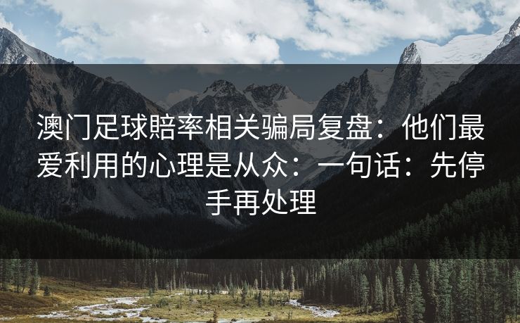 澳门足球賠率相关骗局复盘：他们最爱利用的心理是从众：一句话：先停手再处理