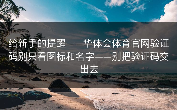 给新手的提醒——华体会体育官网验证码别只看图标和名字——别把验证码交出去