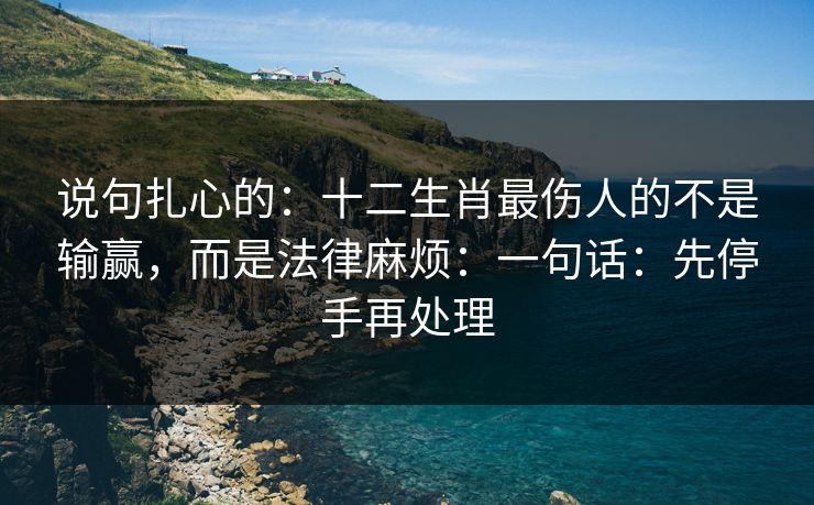 说句扎心的：十二生肖最伤人的不是输赢，而是法律麻烦：一句话：先停手再处理