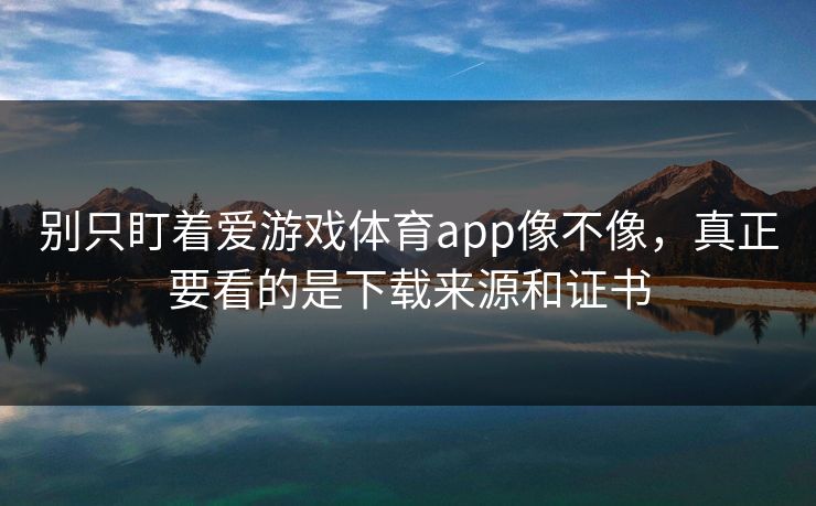 别只盯着爱游戏体育app像不像，真正要看的是下载来源和证书