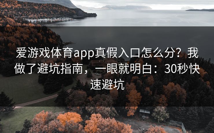 爱游戏体育app真假入口怎么分？我做了避坑指南，一眼就明白：30秒快速避坑