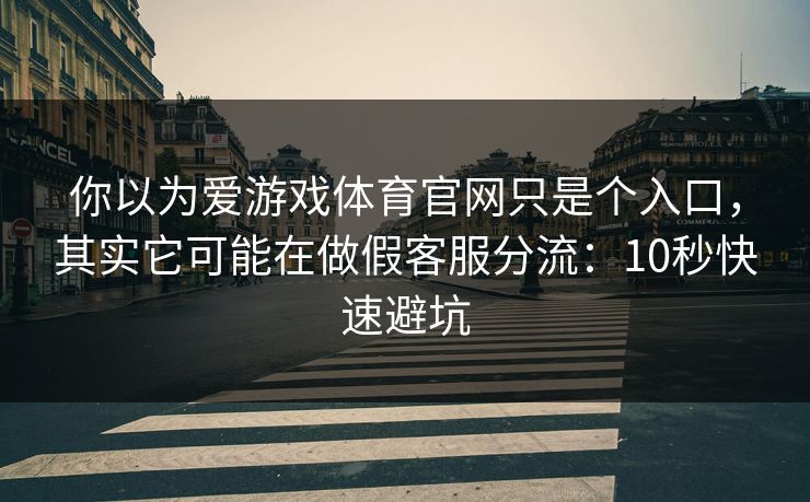 你以为爱游戏体育官网只是个入口，其实它可能在做假客服分流：10秒快速避坑